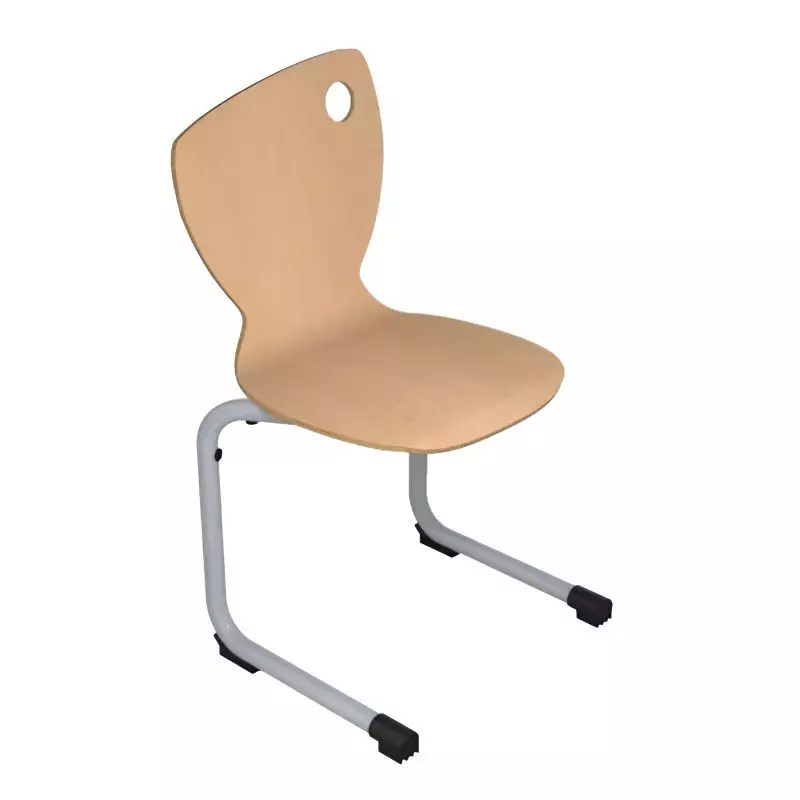 Chaise scolaire en bois appui sur table