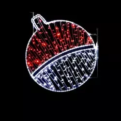 Décor de Noël lumineux pour poteau Boule rouge et blanche