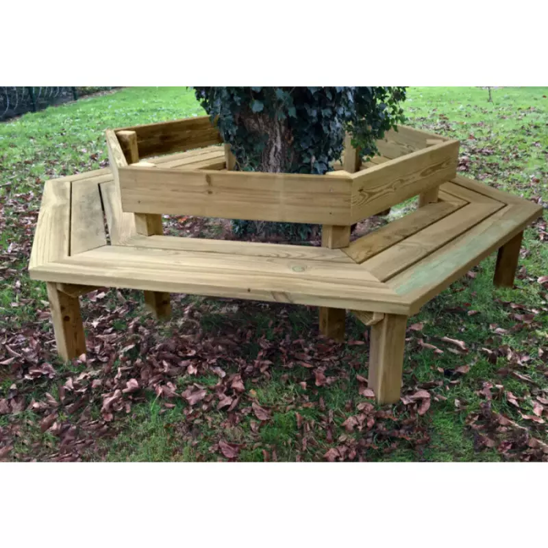 Banc tour d'arbre - Banc public - Banc hexagonal en bois