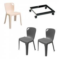 Lot de chaise empilable M4 Elena et chariot