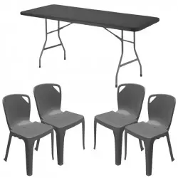 Lot de 10 tables rectangles pliantes et 60 chaises empilables M4 Elena