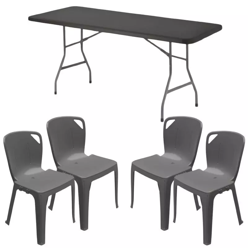 Lot de 10 tables rectangles pliantes et 60 chaises empilables M4 Elena