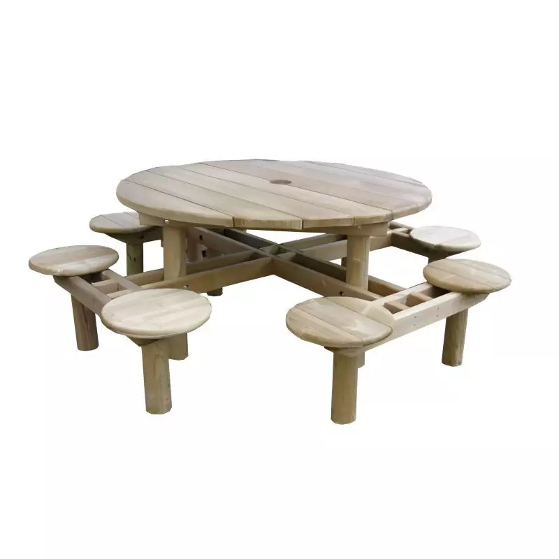 Table pique-nique en bois ronde